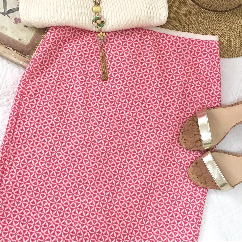 Talbots Pink Eyelet Pencil Skirt